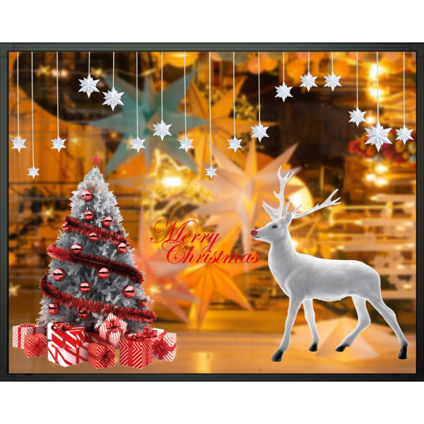 Dekoration juledekoration DIY vindue juleklistermærker Genanvendelige rensdyr juletræ klistermærke Juleglas vinyl Remo
