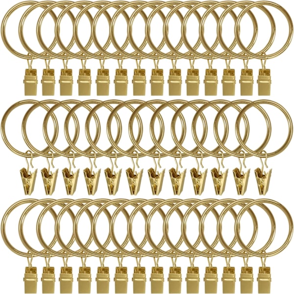 40 kpl Metalliset Verhokierteet Leukojen kanssa, Verhokoukut, Koristeelliset Verhokisko Koukut, 1,5 tuuman Sisähalkaisijaiset Lenkit, Ruostumattomat Kultaiset