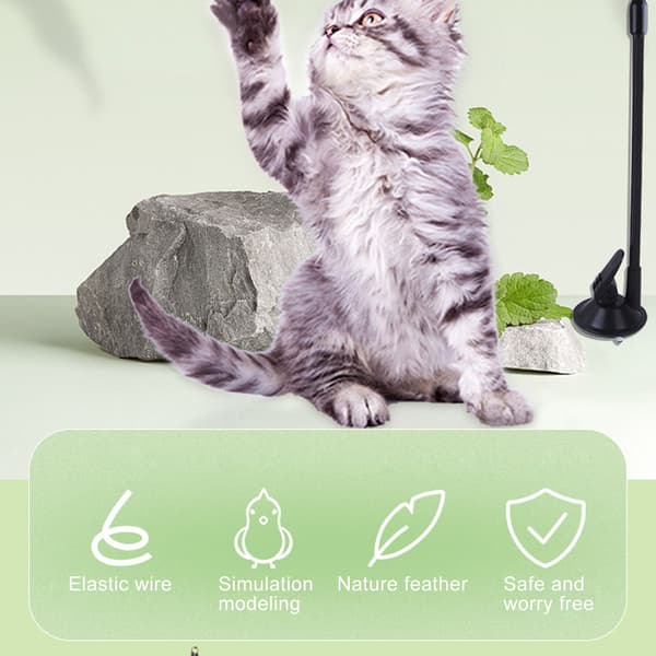 Interactive Cat Toy with Feather and Suction Cup for Indoor Use