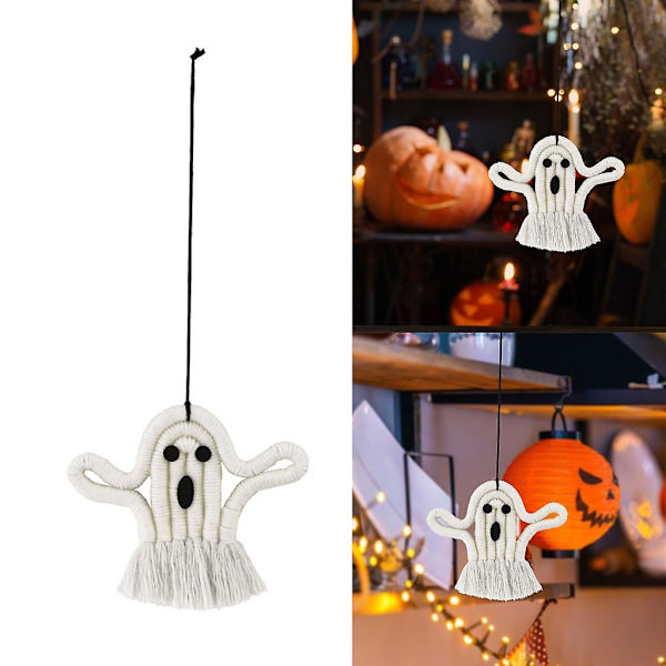 Halloween-aiheinen käsin kudottu kallo-riipus ikkuna- ja ovikoristeluun