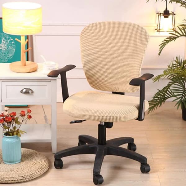 Elastisk beskyttende trekk setetrekk for kontorstol kontor svingstol, beige