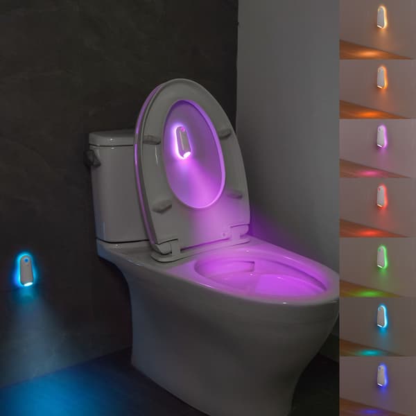 Motion Sensor Toilet Night Light 7 Color Changing LED Lamp For Bathroom Decor Automatic Lighting Energy Saving 2-Pack