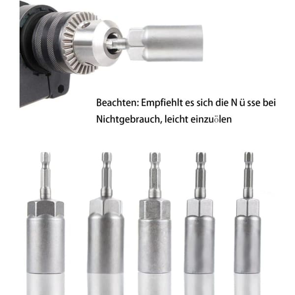 Screwdriver Bit Adapter 1/4\" Hex Socket 6-19mm for Hand Drill, Electric Screwdriver, Socket Wrench (12 Pieces)