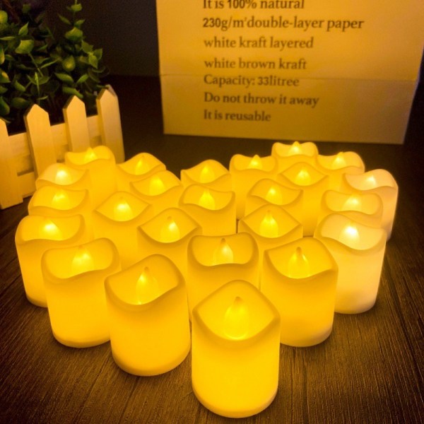 24 pakke flimrende flammeløse votive stearinlys Batteridrevet LED fyrfadslys til bryllup, udendørs, bord, festival (varm hvid, batteri inkluderet)