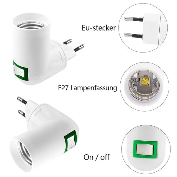 Pieces E27 Socket with Switch AC 220V Construction Socket Electrical Socket for E27 Adapter Kitchen Lamp (White)