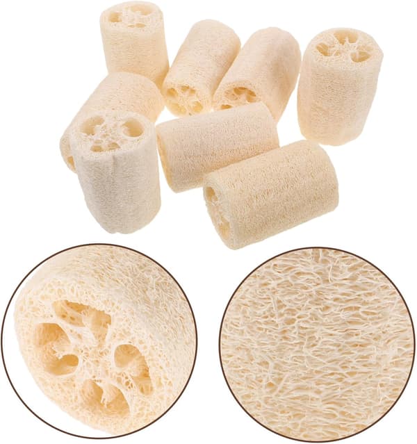 8 stk naturlige luffa badesvamper eksfolierende dusjskrubber