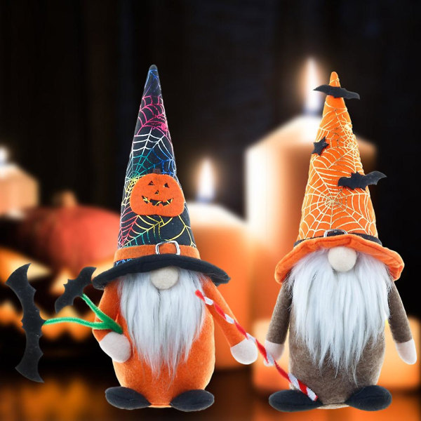 Halloween Gnome Håndlavet flagermus Tomte Nisse Svensk Elf Dværg Hjem Farmhouse Køkken Indretning Hylde Dækket Bakke OrnamentType A