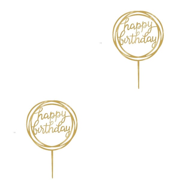 3 stk. Happy Birthday Akryl Spejl Kage Topper Kage Dekoration Fest Tilbehør (guld) 2 stk. 2pcs