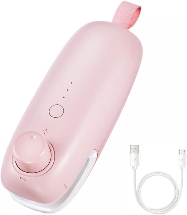 1 pc Pink Mini Sealer, USB Rechargeable Thermal Vacuum Sealer 2 in 1