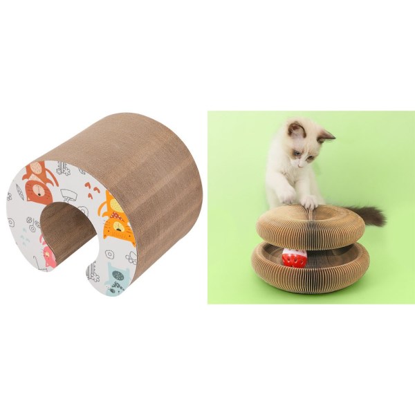 1 STK Cat Scratching Post med Bell, Stor Magic Organ Cat Scratcher Board, Cat Scratching Board, Resirkulert bølgepapir, Cat To