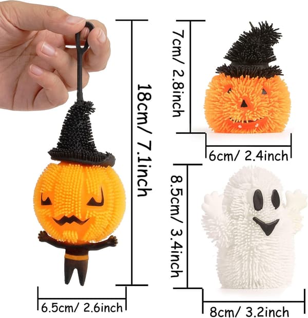 Bløde LED-klemmebolde, søde græskar-spøgelser bløde stressaflastende klemmelegetøj gaver til børn festpose trick or treat