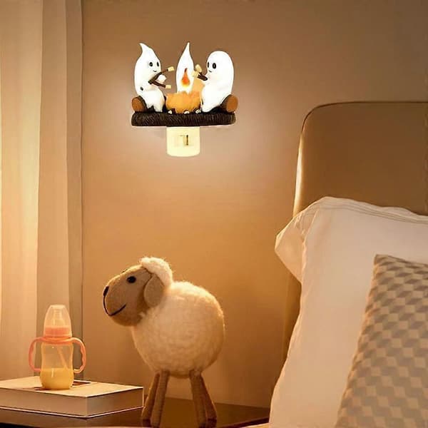 Ghost Campfire Flickering Flame Halloween Night Light 3D Spooky Lamp