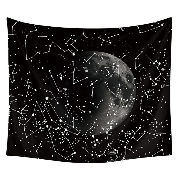 Måne Tapestry Strandhåndklæde Multifunktionelt Hænge Tæppe Konstellation Tapestry Sort 90X75cm