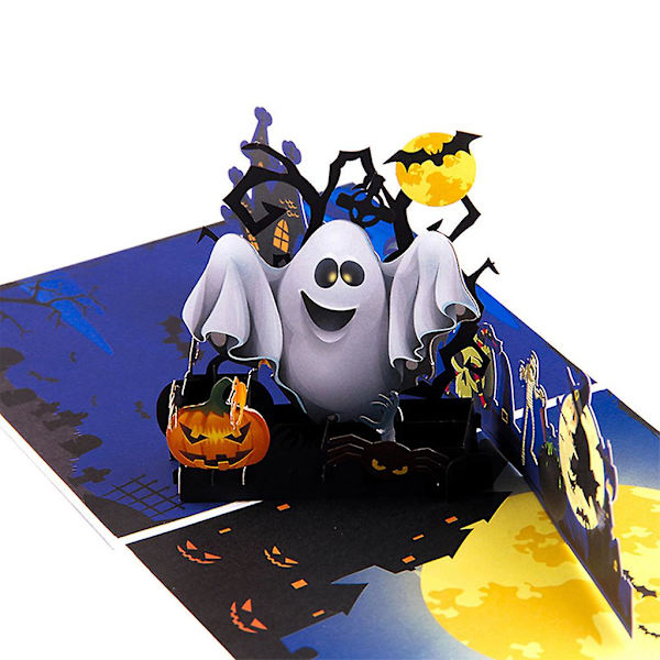 Halloween Kort 3D Pop Up Hexe Spøgelse Græskar Hilsenskort Halloween Party Postkort med Konvolut Gave til Børn Vred Græskar
