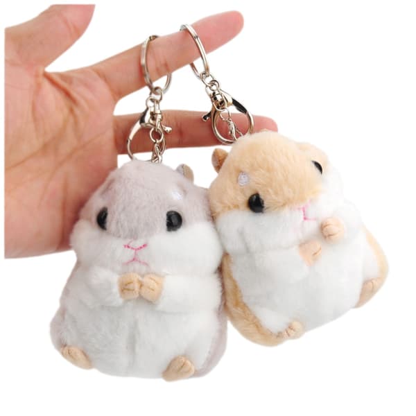 Sæt med 2 søde hamsterplys nøgleringe tøjdyr nøglering 2 stk 2 Pcs