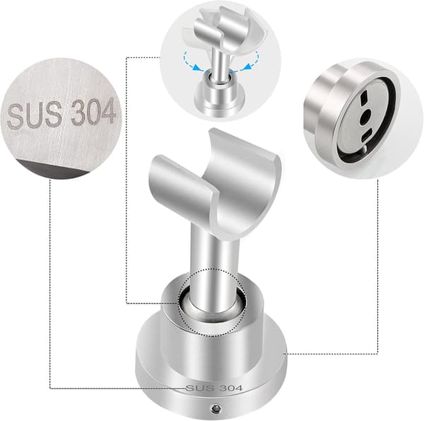 Dusjhodeholder 304 Rustfritt Stål Dusjhodefeste Universal Dusjhodeholder 360° Vinkeljusterbar Dusjholder Kommer