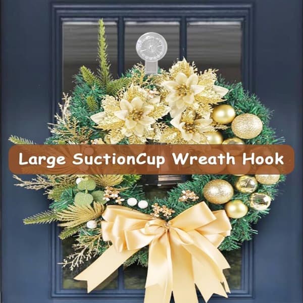 2-pack wreath hooks with suction cups - Waterproof - Removable - Vacuum hooks with suction cups - Suitable for windows, glass, front doors, Halloween, Christmas
