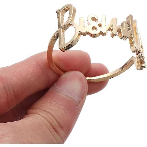 6 stycken servettringar i metall med Bismillah-bokstäver, set med servettringar för bröllop, fest, jul, tacksägelse (guld), 4,2x3,6 cm guld Gold
