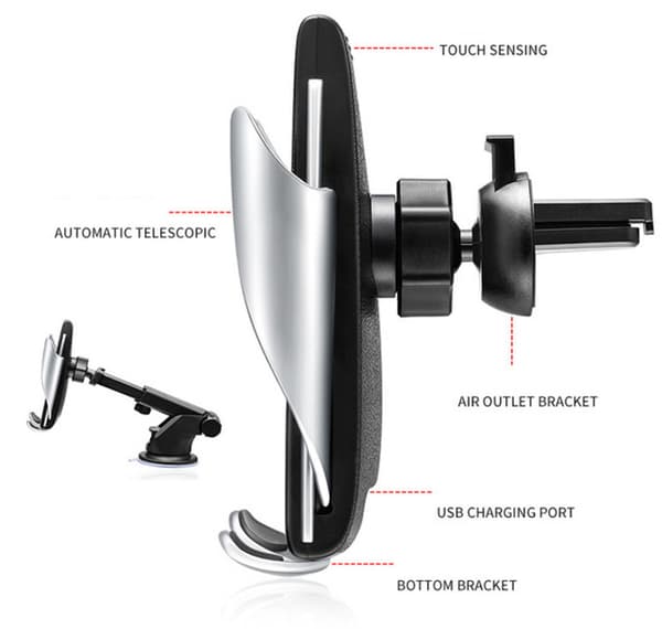 Wireless Qi Charger Car Holder 10W with Automatic Locking