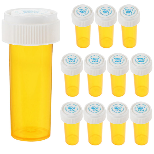 12st multifunktions pillerflaska Liten medicinflaska Transparent pillerbärare (30 ml) Gul6,7X2,5CM Yellow 6.7X2.5CM