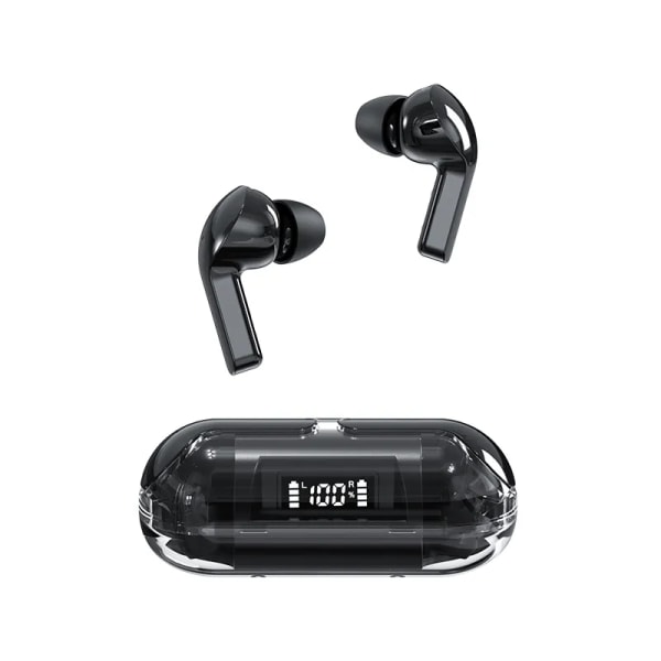 Transparent trådlös Bluetooth 5.3 hörlurar Hörlurar med mikrofon och USB+PD Type-C laddare 33W Ehuebsd för iPhone Samsung Huawei Laptop