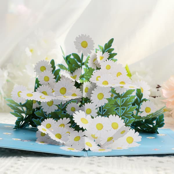 Popup-kort med blommor \"Daisy med fjäril\" 3D-blomkort