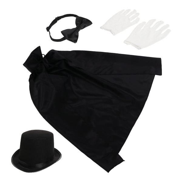 5-delars Barnkostym Barnföreställning Kostym Kappa Hatt Slips Handskar Set Unisex Magiker SetM M