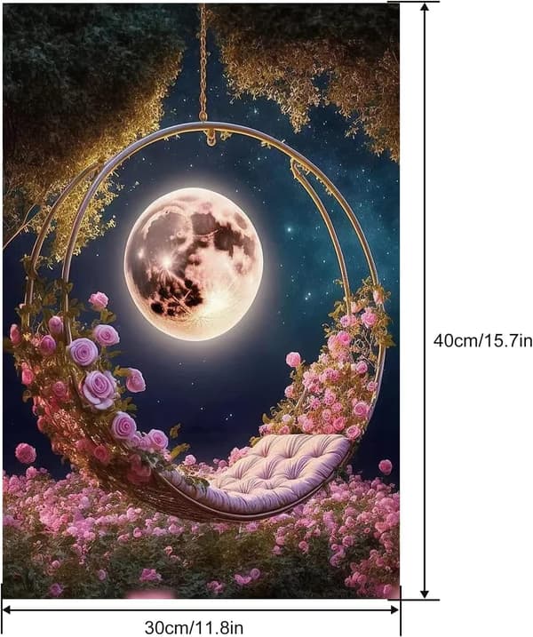 30x40cm (Rose Moonlight) Diamantmaling, 5D Diamantmaling Sæt