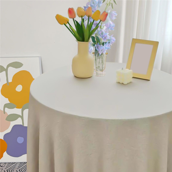 Vandtæt og pletbestandig, vaskbar bomuld og linned dug med frynser i ensfarvet grå 100x100cm