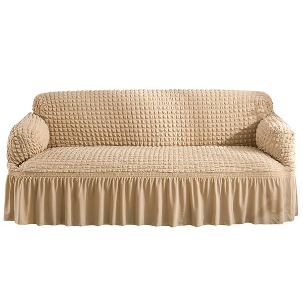Kjole-stil - ensfarget beige, elastisk 1-delt sett med folder