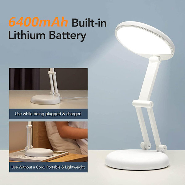 LED-pöytävalaisin, himmennettävä pöytävalaisin, 6400 mAh:n akkukäyttöinen pöytävalaisin, ladattava valaisin makuuhuoneeseen, kosketusvalaisimet yövalot