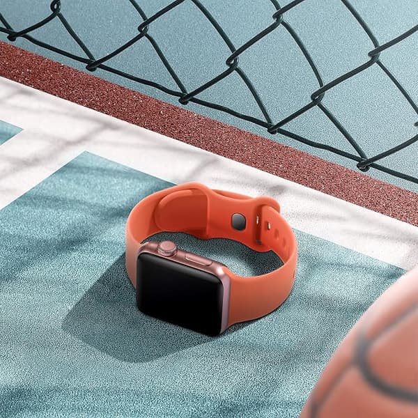 Silikonebånd (koralrosa, stor) kompatibel med Apple Watch s