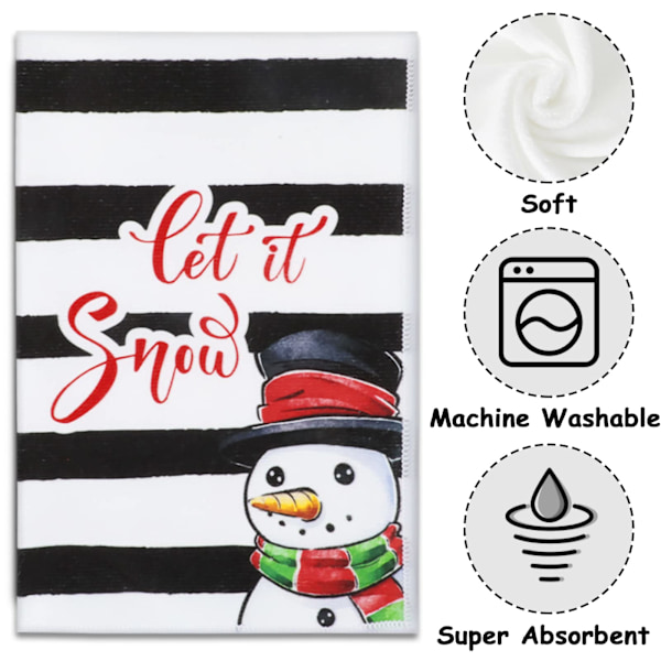 God Jul Kökshandduk Glad Helg Handduk Farmhouse Handtorkningshandduk för Vintermatlagning Bakning, 45 x 66 cm, 4-pack