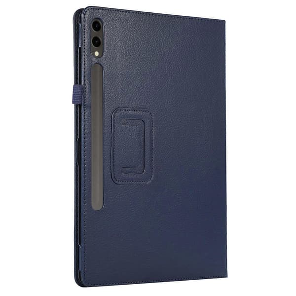 Fodral för Samsung Galaxy Tab S10+ Bi-Fold Ställ Läder Tabletskydd Litchi Textur - Mörkblå