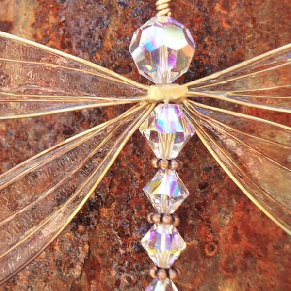 Solar Dragonfly Pendant, Hanging Ornament for Windows