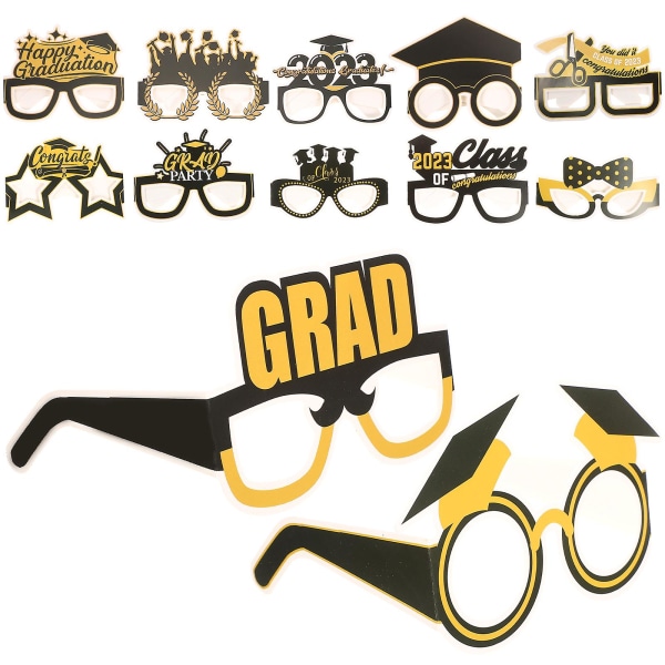 12 stk. Graduation Briller 2023 Grad Fest Papir Graduation Briller Fotorekvisitter Forbruksvarer 15.5X13X11. 15.5X13X11.2CM