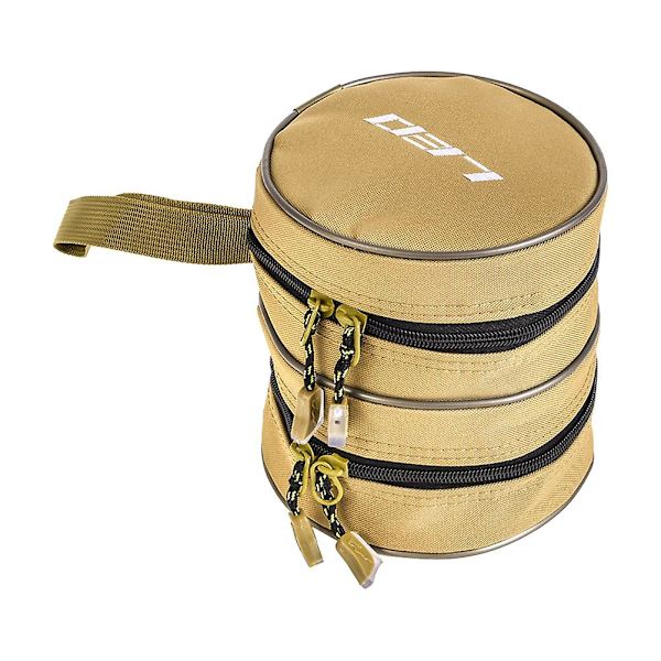 Rund Opbevaringspose Kreativ Fiskeriudstyr Pose Udendørs Fiskesæt Opbevaringspung Til Udendørs Fiskeri (Khaki, To Lag) 16X15CM