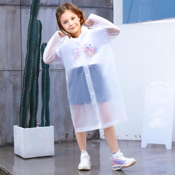 2-pack Vattentät Regnponcho för Barn, Regnskydd, Återanvändbar Regnponcho, för Cykling, Disney, Vandring, Cykling, Resor, Vit