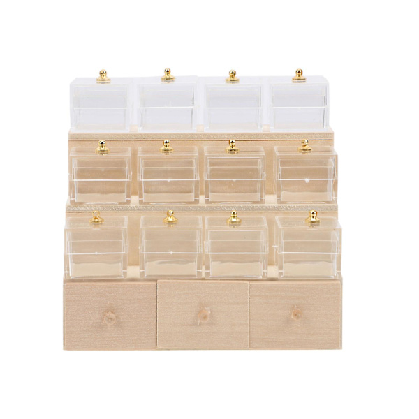 1 Set Minihus Godis Grönsaks Skåp Modell Ornament Minihus Borddekoration Khaki 10.5x8cm