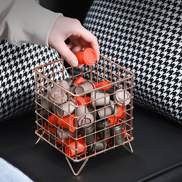Kaffepod-Bur - Rustfrit Stål Stor Kapacitet Kaffe Kapsel Holder - Kobber Kaffepod Opbevaring Kompatibel - (Rosenguld)