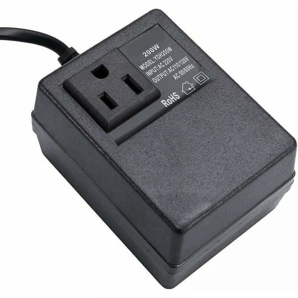 220V til 110V, 200W transformator med europeisk plugg, for redusert spenning