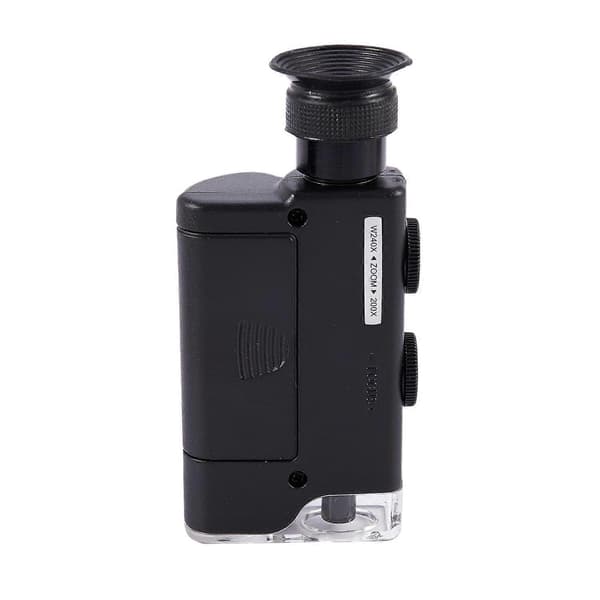 Portable 200X-240X Zoom Microscope Pocket Handheld LED Light Loupe Zoom Magnifier Microscope
