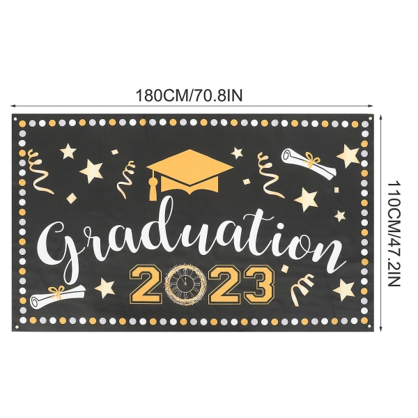 Graduation 2023 Baggrundsbanner til Graduation Party Dekoration Graduation Party Baggrundsbanner 180X110CM 180X110CM