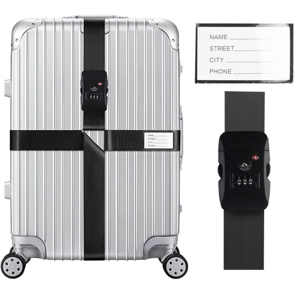 Godkänd med lås Justerbara resväska bälten resväska taggar med namn ID-kort packningsremmar för resväskor Rem T