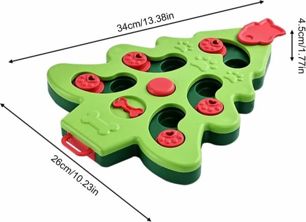 Interactive Christmas Tree Shaped Dog Slow Feeder Toy (26x34x4.5cm).