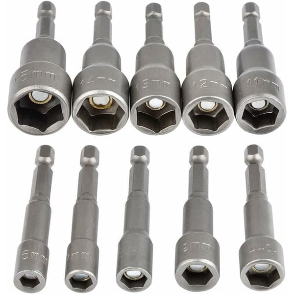 Magnetic Hex Socket 10 Pcs Impact Driver Socket 6-15 mm, Magnetic H
