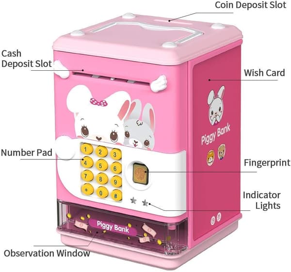 Elektronisk sparegris legetøj - (Pink genopladelig version) Mini di