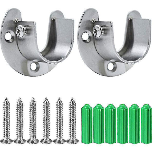 2-pack Tunga Gardinstångsändarstöd Flänsstångshållare Med Skruvar, 25mm