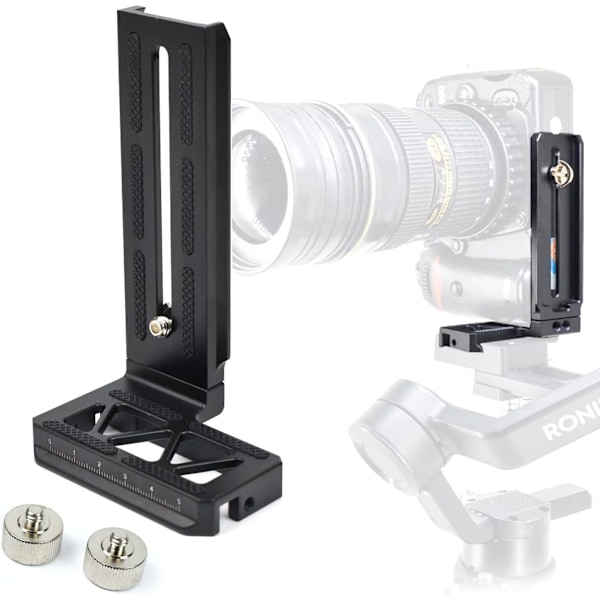 Aluminium L-fäste Vertikal Skytte Snabbkopplingsplatta för Gimbal Stabilisator Stativ Monopod och Kamera