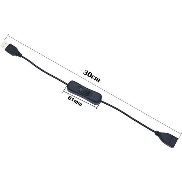 USB Switch, 4 Pcs 30cm USB Extension Cable with On/Off Switch, Compatible with Car Camera, Desk Lamp, LED Strip